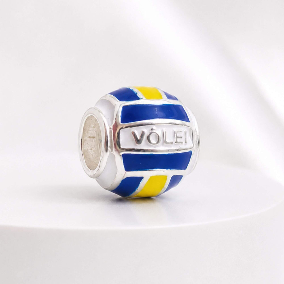 Berloque Separador Esporte Bola de Voleibol Prata 925