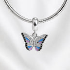 Berloque Borboleta Colorida Com Zircônias Prata 925