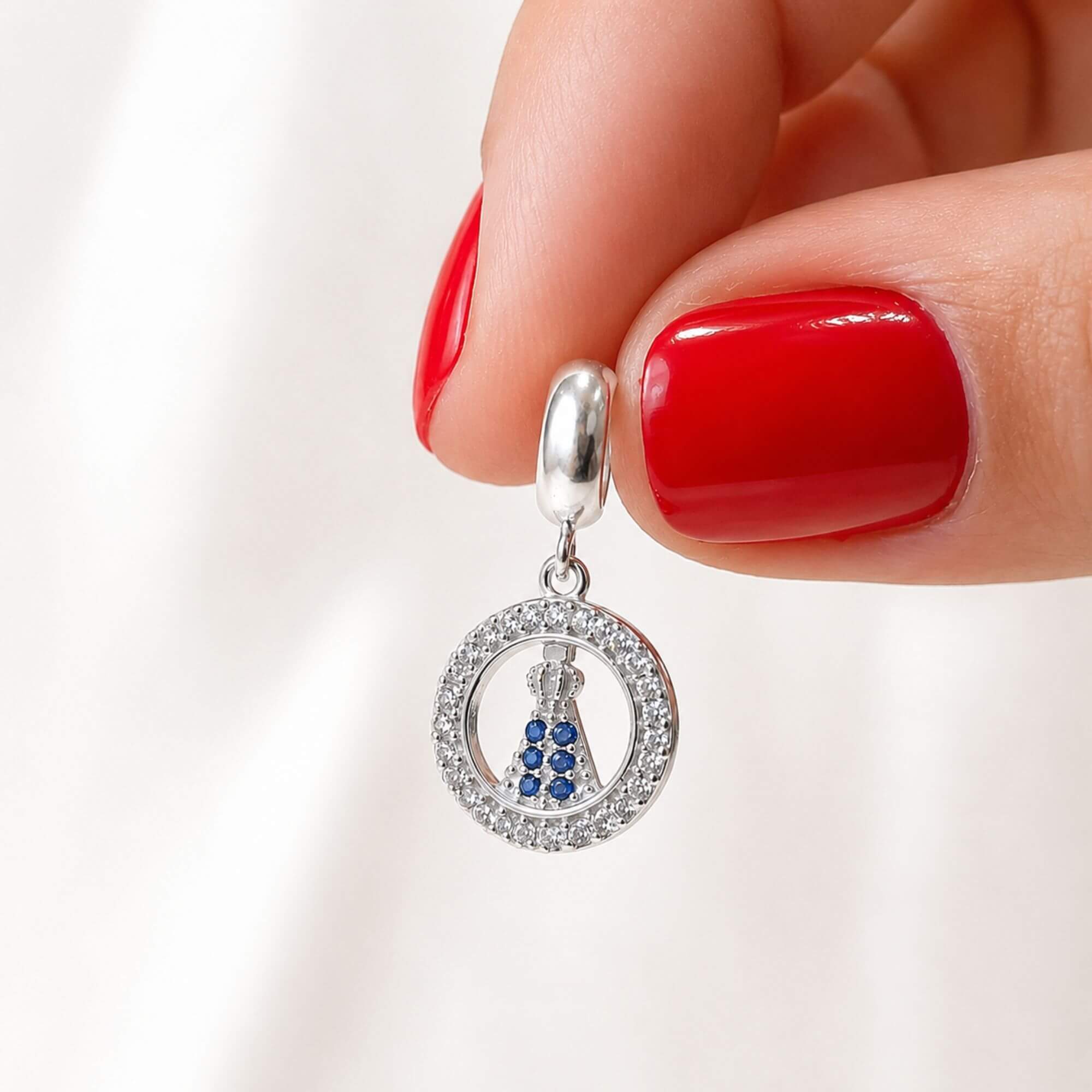 Berloque Mini Nossa Senhora Aparecida Cravejada Prata 925