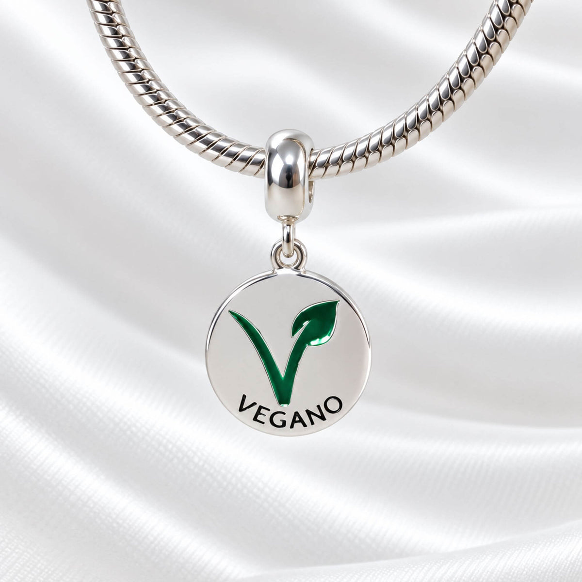 Berloque Medalha Vegano Prata 925