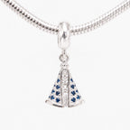 Berloque Nossa Senhora Aparecida Cravejada Azul Inteira Prata 925