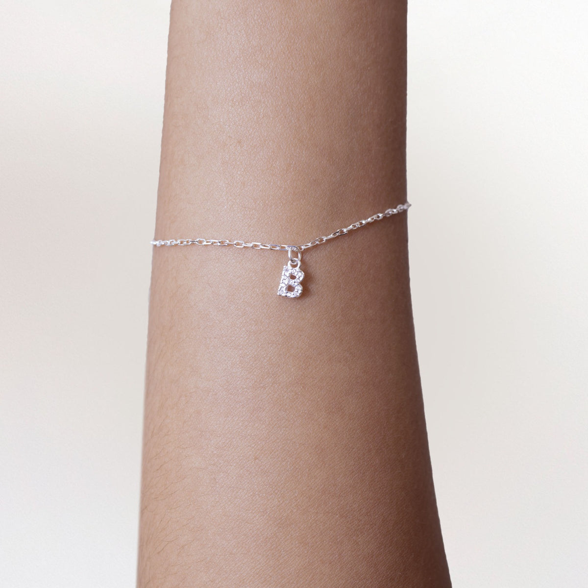 Pulseira de Prata 925 Mini Iniciais Cravejadas