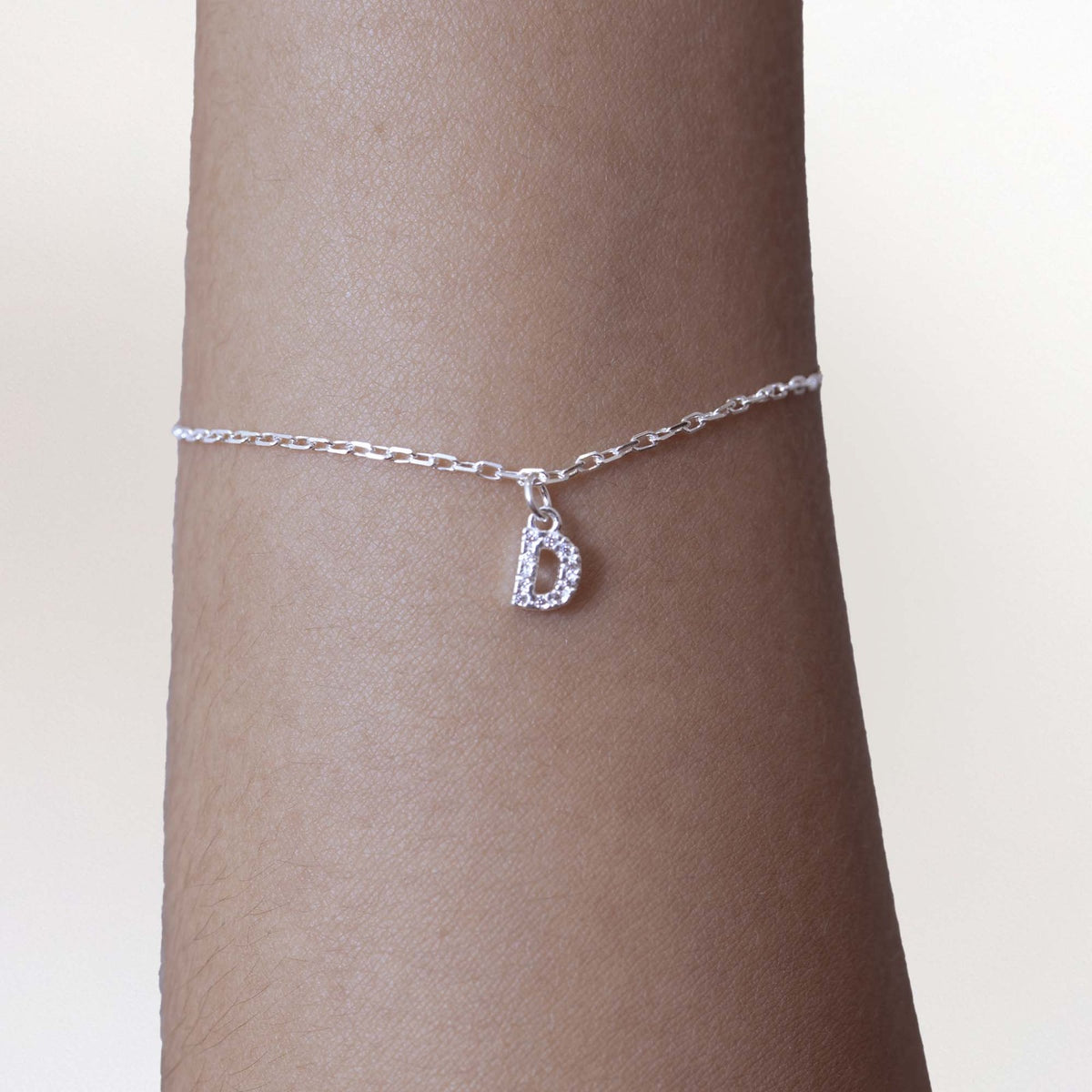 Pulseira de Prata 925 Mini Iniciais Cravejadas