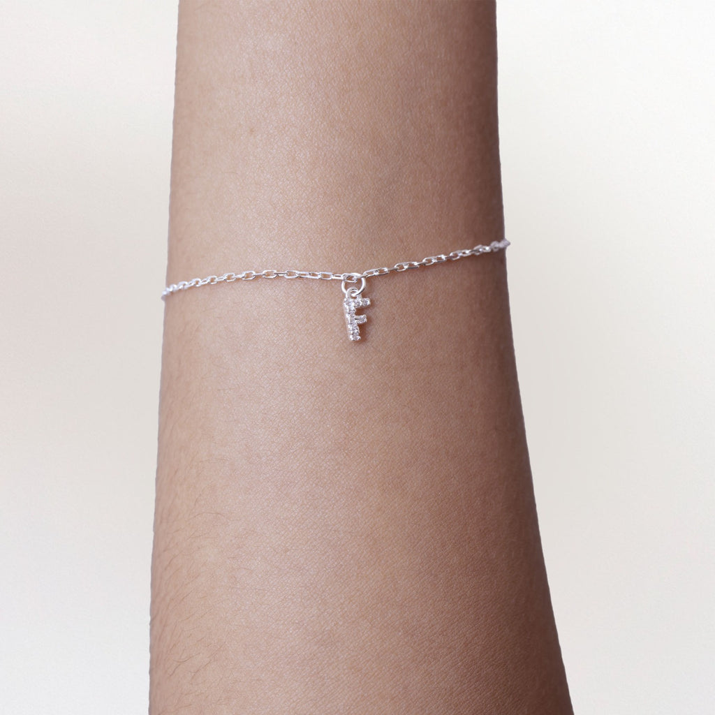 Pulseira de Prata 925 Mini Iniciais Cravejadas
