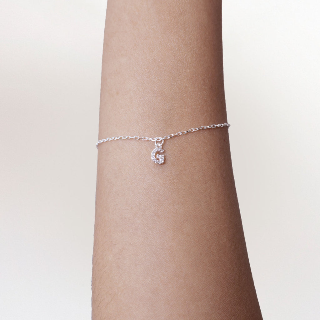 Pulseira de Prata 925 Mini Iniciais Cravejadas