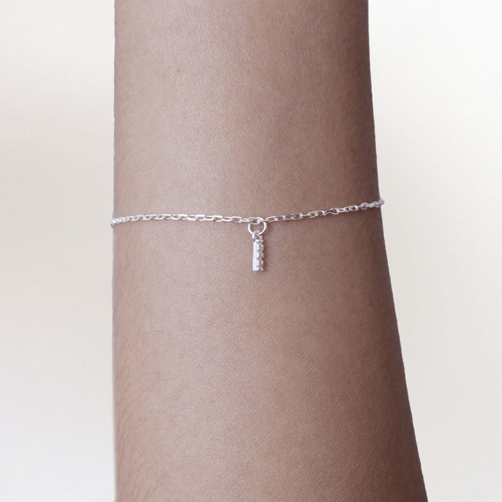 Pulseira de Prata 925 Mini Iniciais Cravejadas