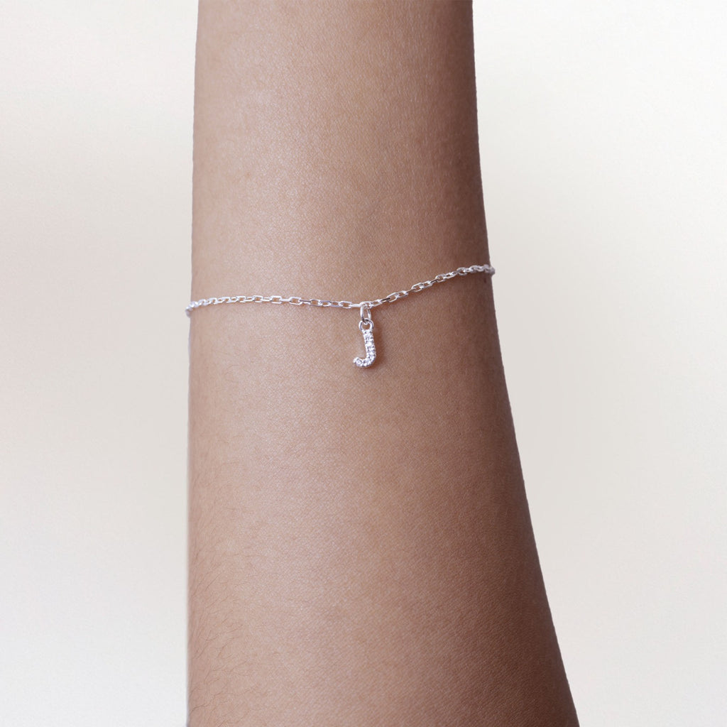 Pulseira de Prata 925 Mini Iniciais Cravejadas