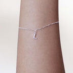 Pulseira de Prata 925 Mini Iniciais Cravejadas