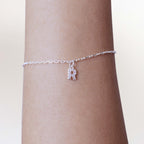 Pulseira de Prata 925 Mini Iniciais Cravejadas