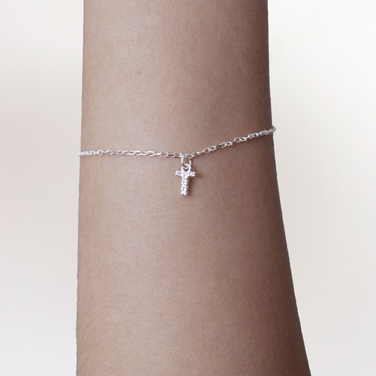 Pulseira de Prata 925 Mini Iniciais Cravejadas