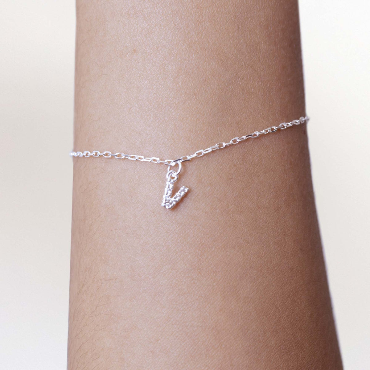 Pulseira de Prata 925 Mini Iniciais Cravejadas