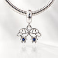 Berloque Filhos Zircônia Azul Prata 925