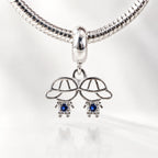 Berloque Filhos Zircônia Azul Prata 925