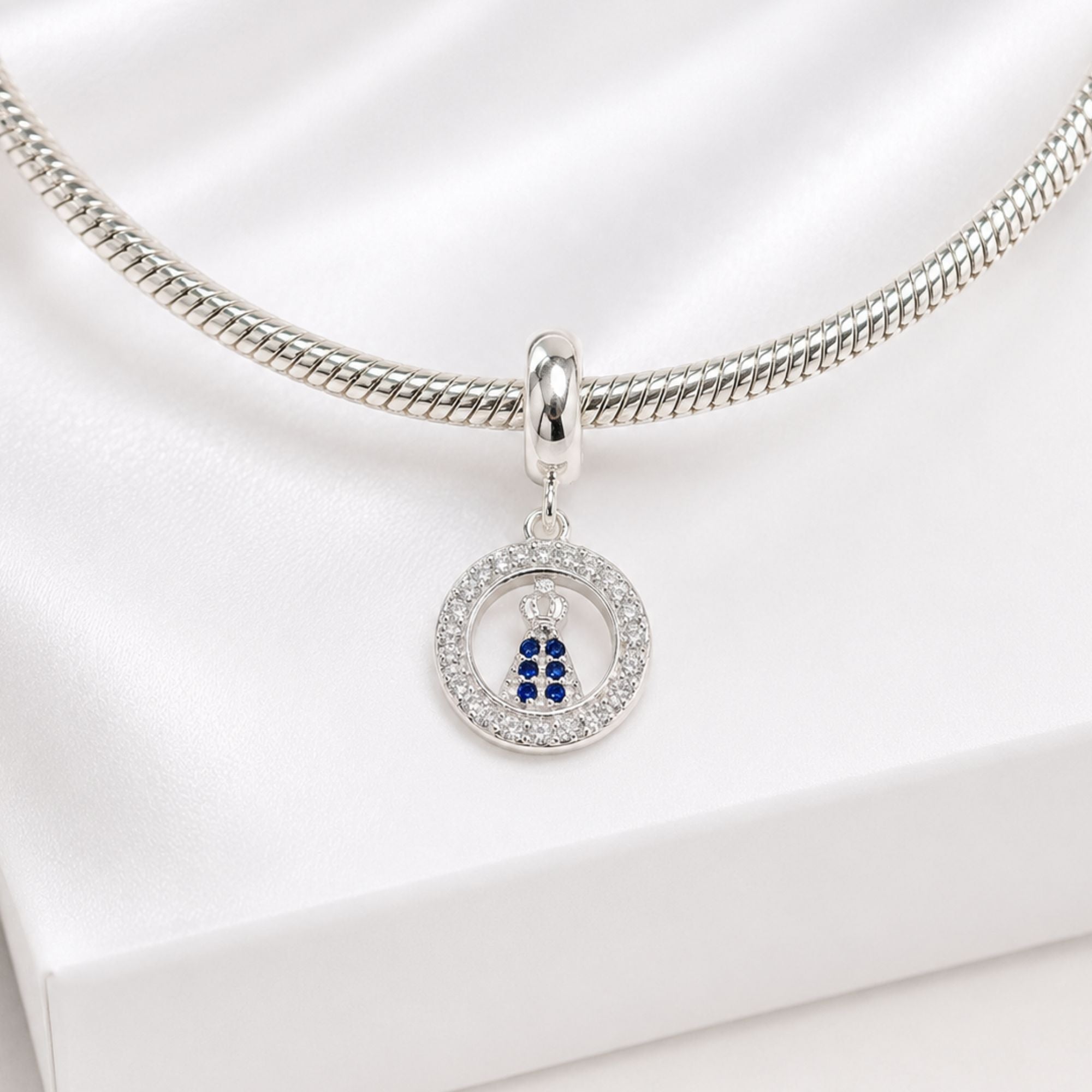 Berloque Mini Nossa Senhora Aparecida Cravejada Prata 925