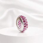 Berloque Separador Zircônia Rosa Pink Prata 925