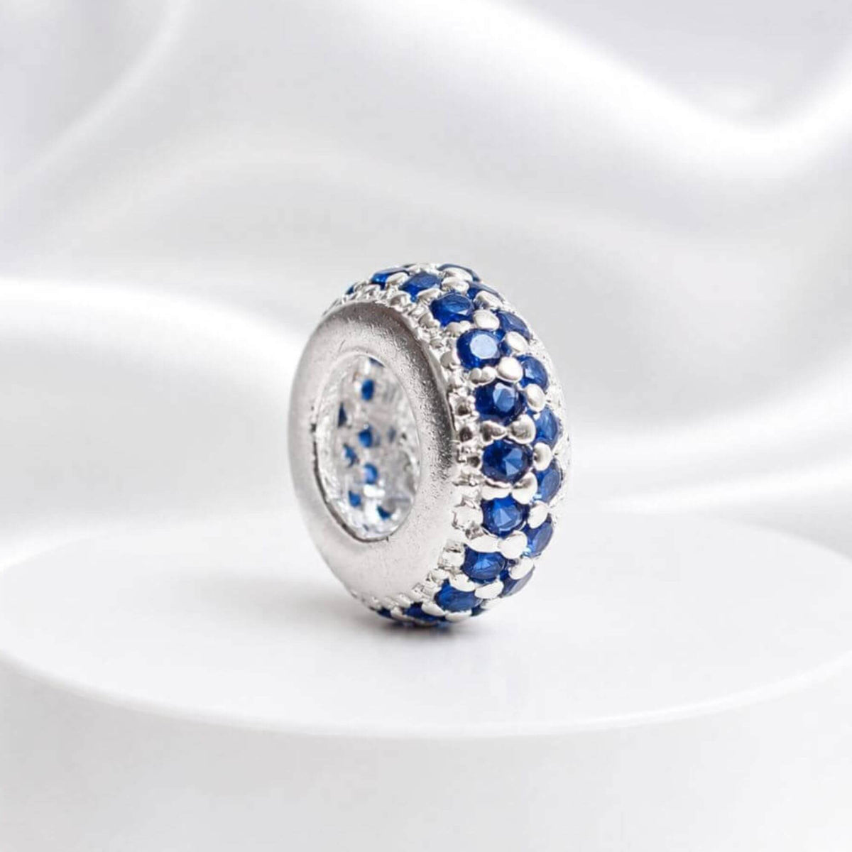 Berloque Separador Zircônia Azul Prata 925