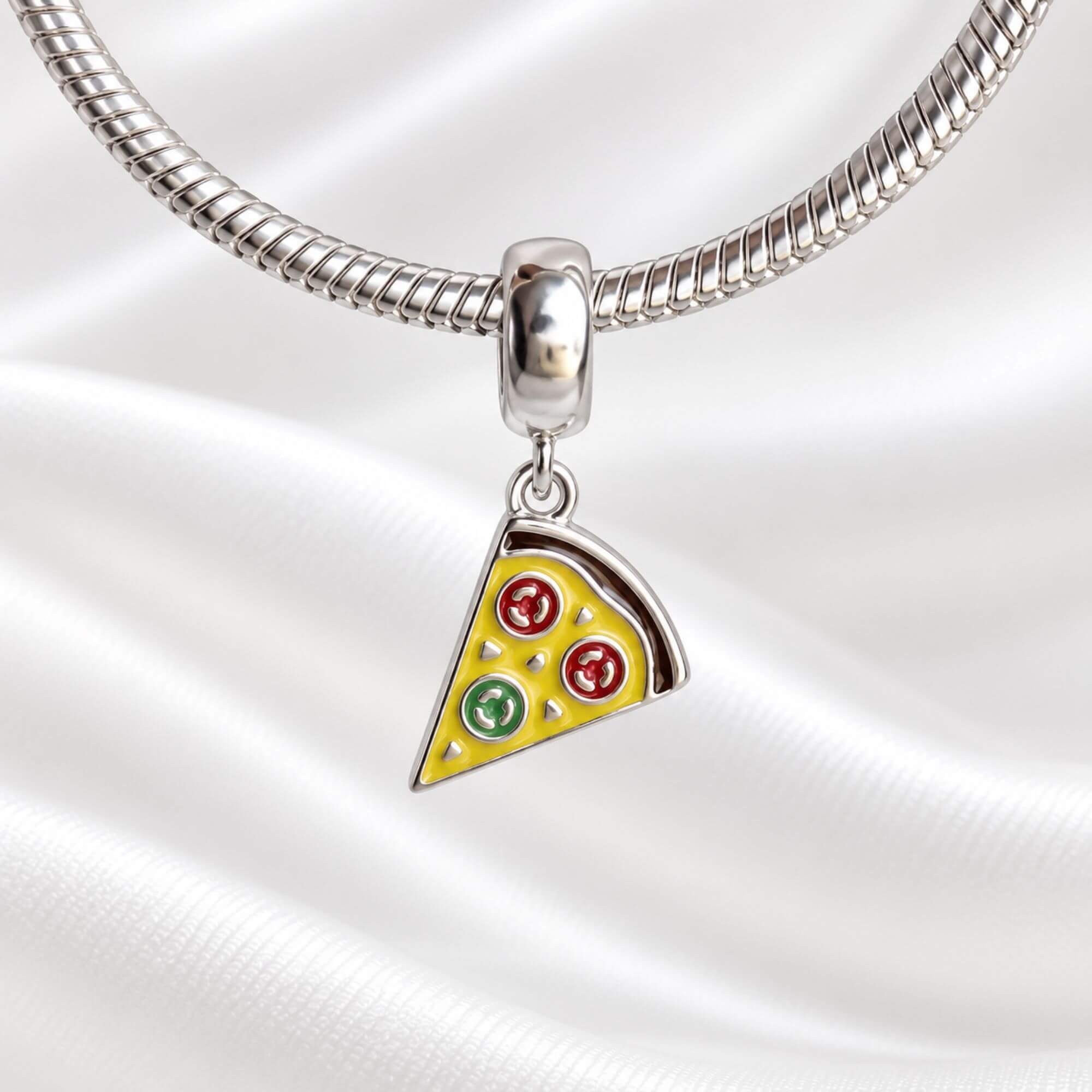 Berloque Pizza Colorida Prata 925