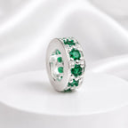 Berloque Mini Separador Zircônia Verde Prata 925