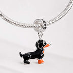 Berloque Cachorro Dachshund Salsicha Preto Prata 925