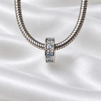 Berloque Mini Separador Zircônia Azul Celeste Prata 925