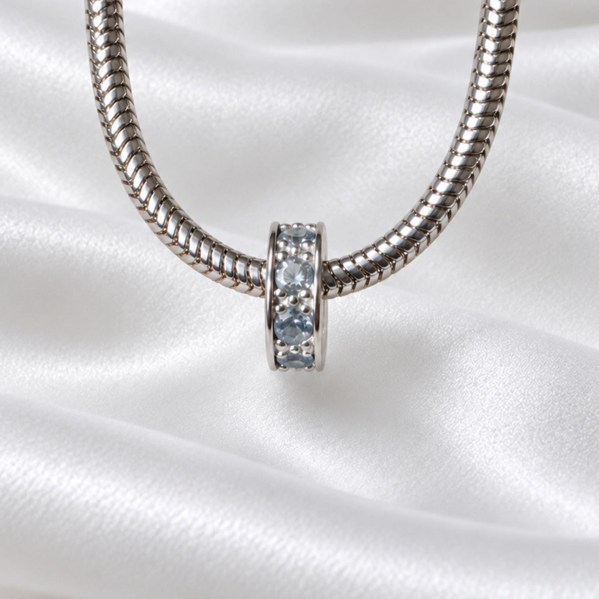 Berloque Mini Separador Zircônia Azul Celeste Prata 925