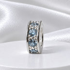 Berloque Mini Separador Zircônia Azul Celeste Prata 925
