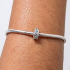 Berloque Mini Separador Zircônia Azul Celeste Prata 925