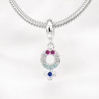 Berloque Orgulho Feminino Zircônias Coloridas Prata 925