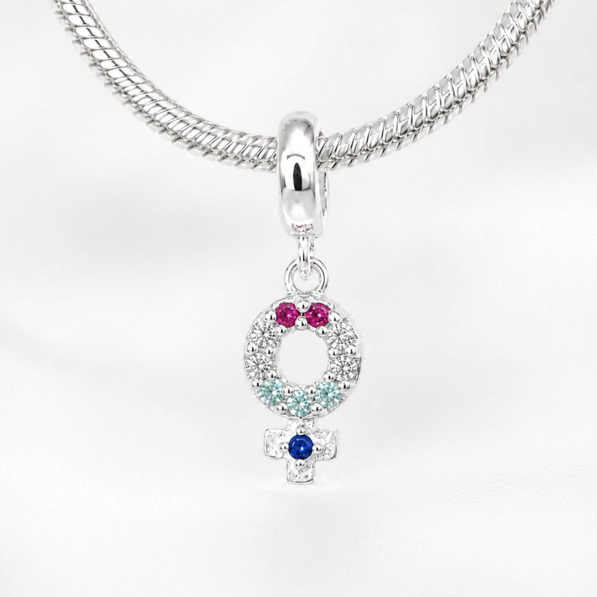 Berloque Orgulho Feminino Zircônias Coloridas Prata 925