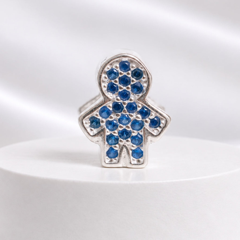 Berloque Separador Menino com Zircônia Azul Prata 925