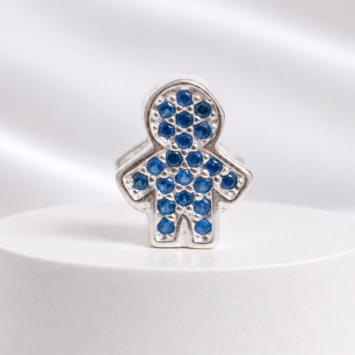 Berloque Separador Menino com Zircônia Azul Prata 925