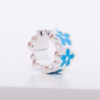 Berloque Mini Separador Flor Azul Prata 925