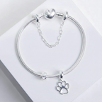 Kit Minha Primeira Pulseira Coração + Berloque Patinha + Presente Berloque Mini Separador Corações + Frete Grátis