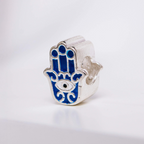 Berloque Hamsa Azul Prata 925
