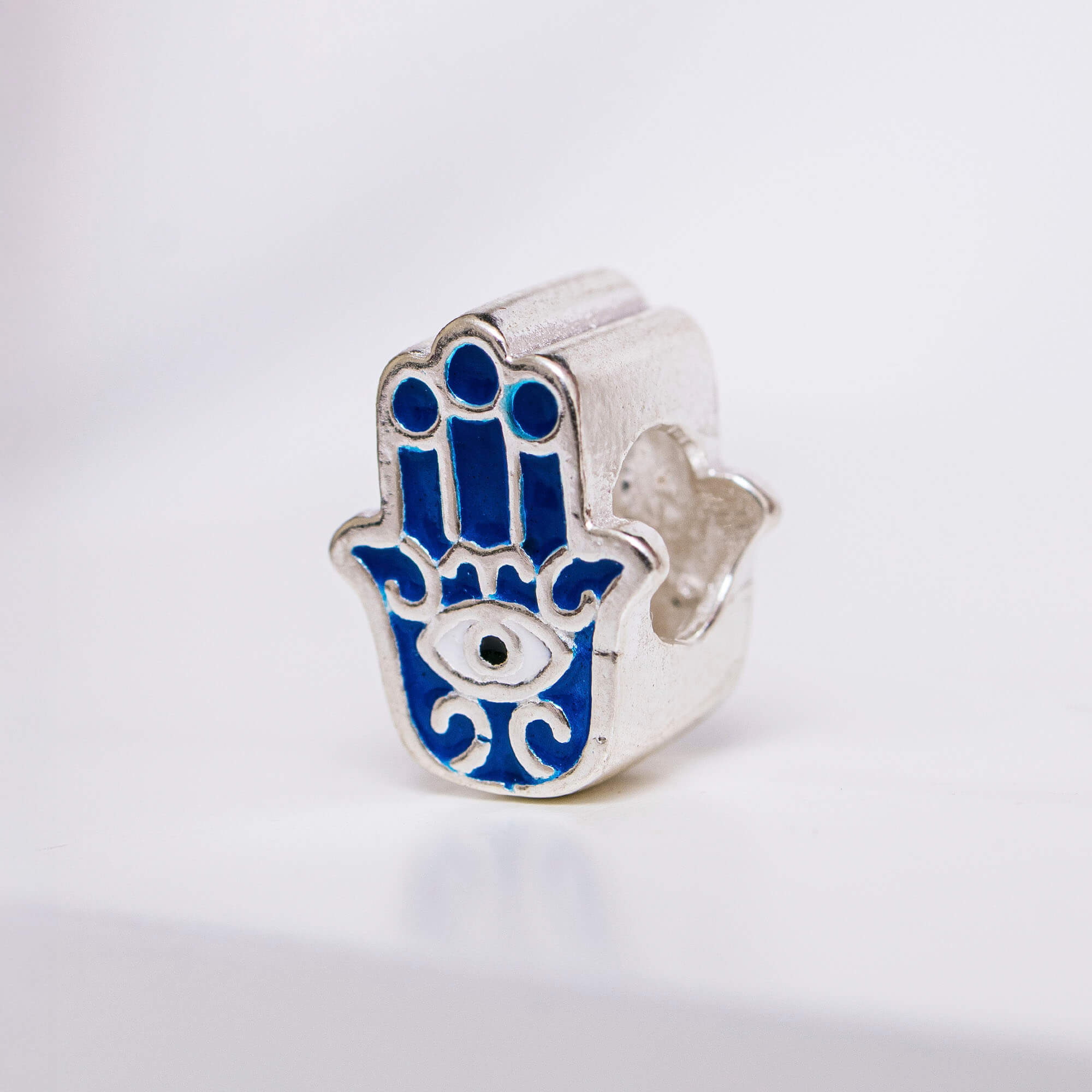 Berloque Hamsa Azul Prata 925