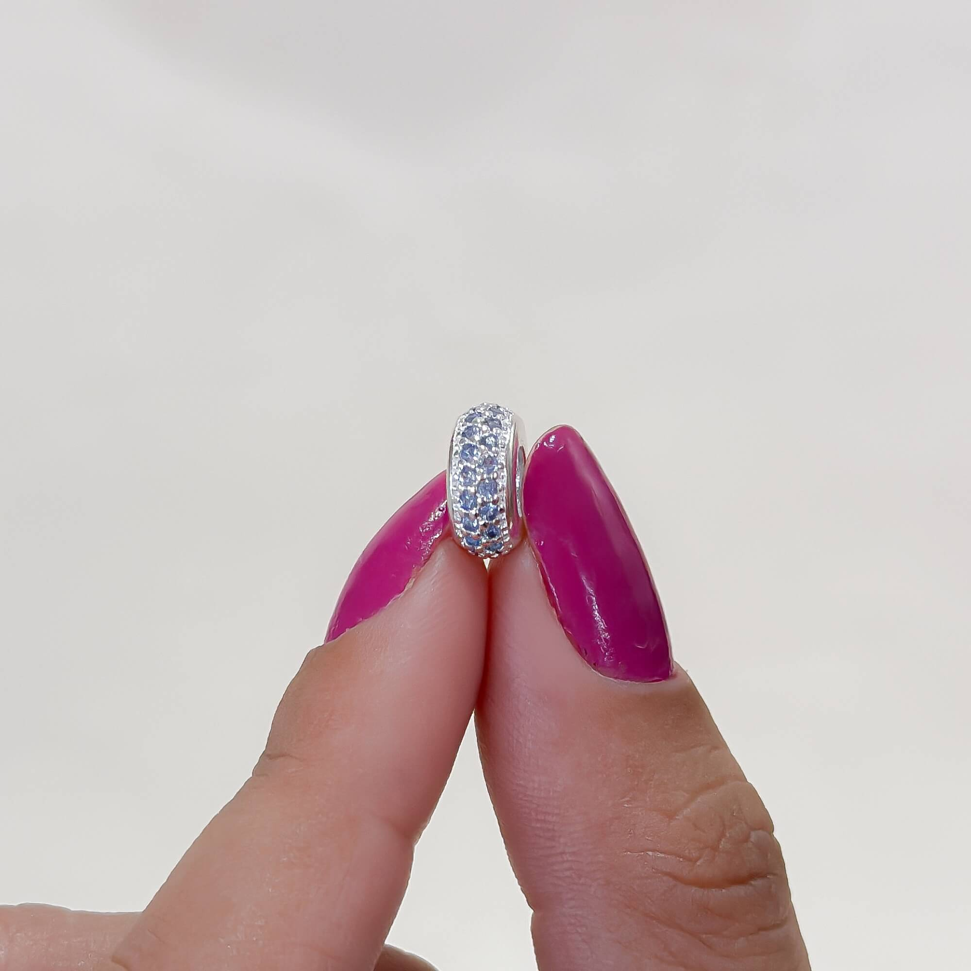 Berloque Separador Zircônia Azul Celeste Prata 925