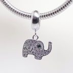 Berloque Elefante Cravejado Com Zircônias Prata 925