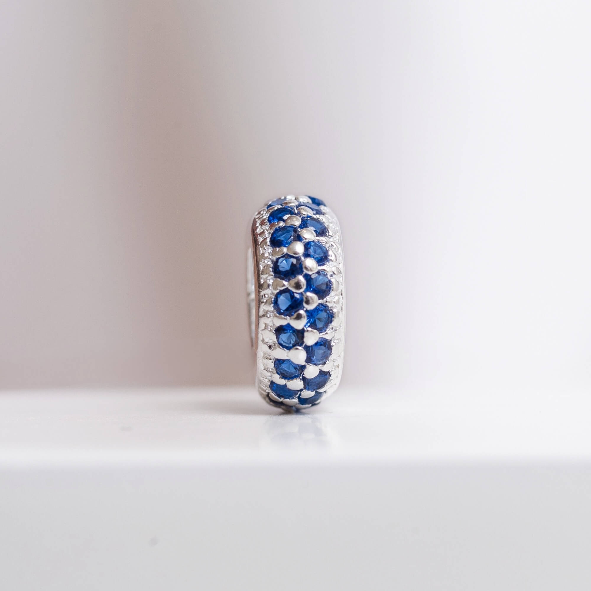 Berloque Separador Zircônia Azul Prata 925
