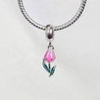 Berloque Flor Tulipa Rosa Prata 925