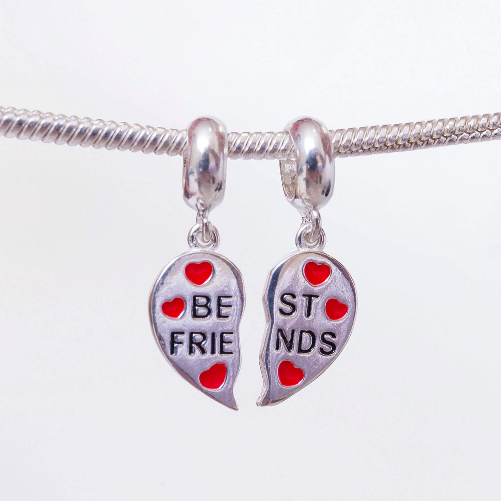 Berloque Best Friends Coração Dividido Prata 925