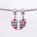 Berloque Best Friends Coração Dividido Prata 925