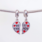 Berloque Best Friends Coração Dividido Prata 925