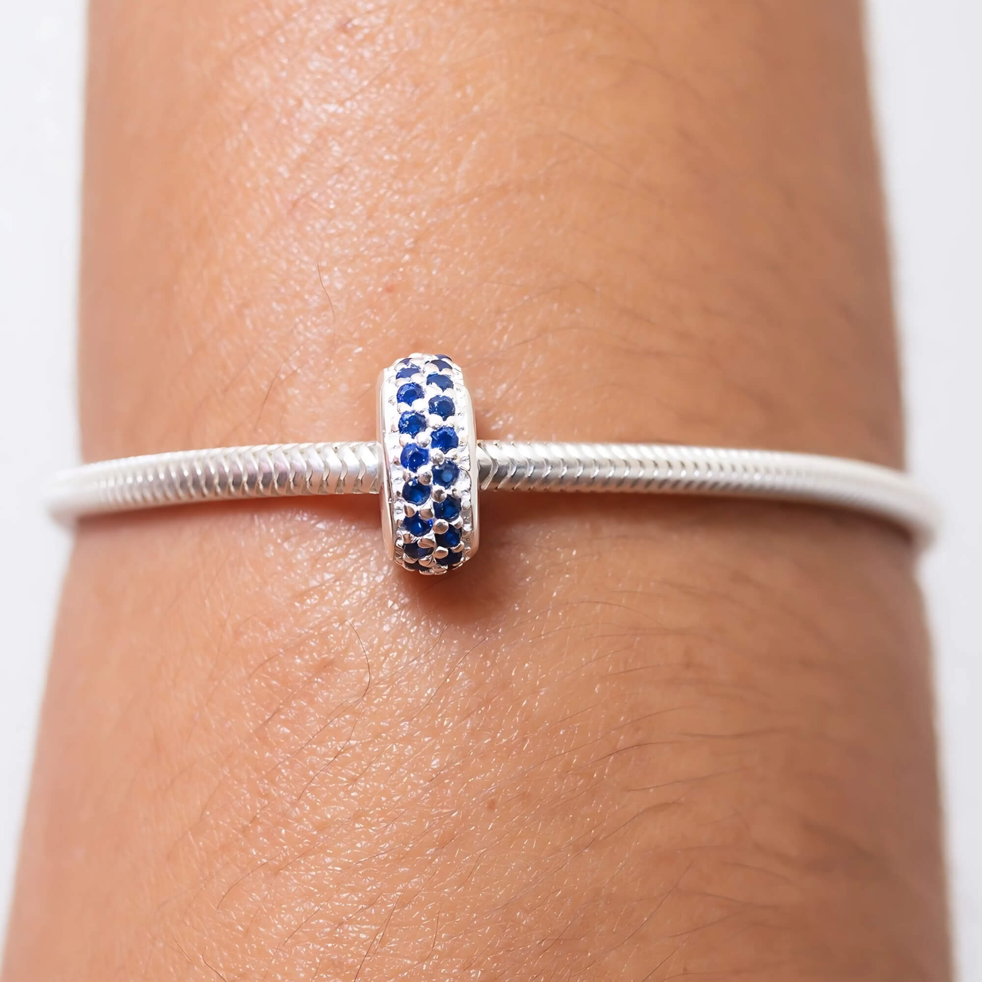Berloque Separador Zircônia Azul Prata 925