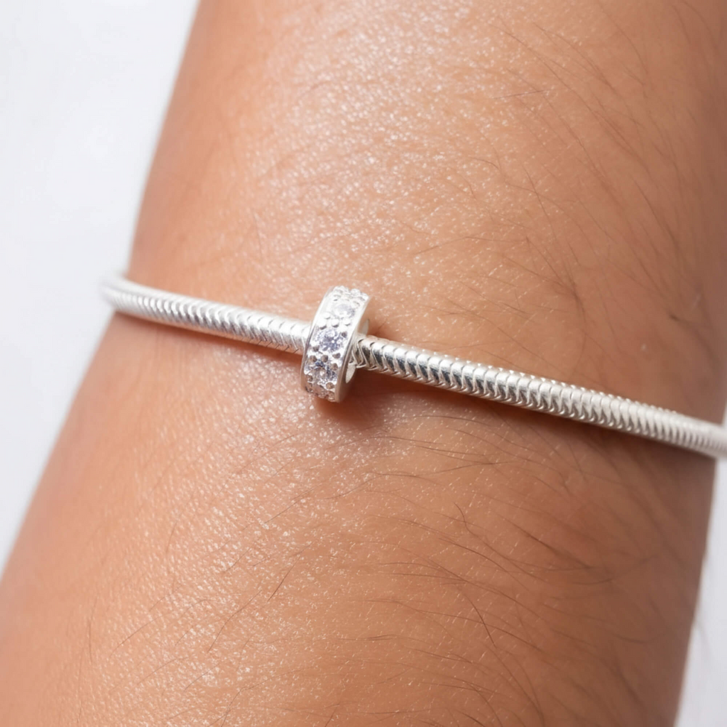 Berloque Mini Separador Zirconia Cristal Prata 925