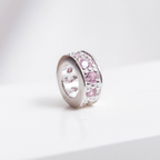 Berloque Mini Separador Zircônia Rosa Bebê Prata 925