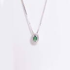 Colar de Prata 925 Verde Esmeralda Com Zircônias Cristais 45 cm