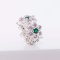 Berloque Mini Separador Flor Com Zircônia Verde Prata 925