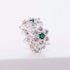 Berloque Mini Separador Flor Com Zircônia Verde Prata 925