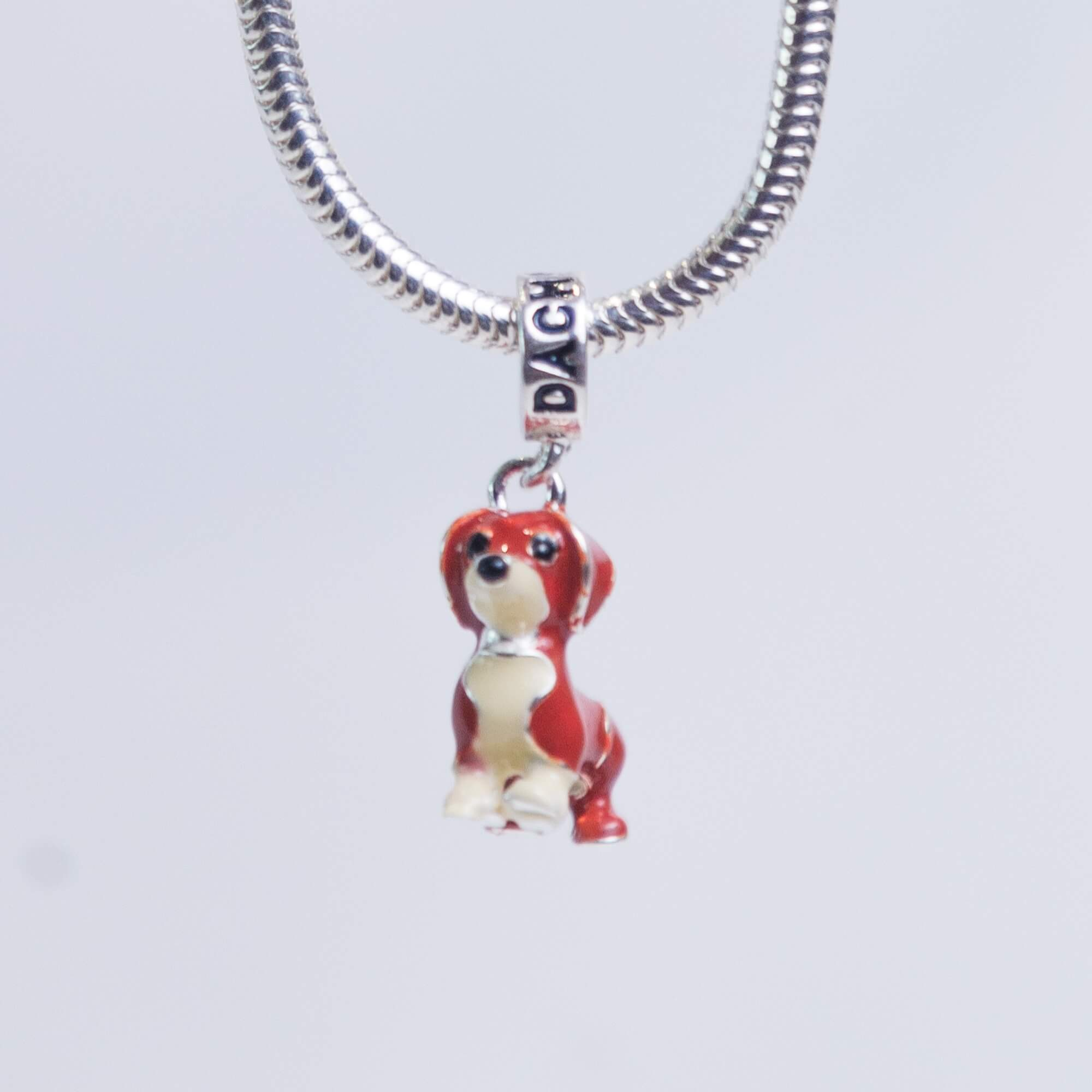 Berloque Cachorro Dachshund Marrom Prata 925