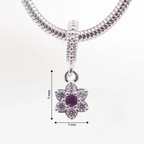 Berloque Flor Zircônia Rosa Prata 925